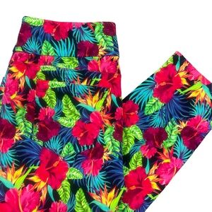Soft Surroundings PS‎ Floral Tropical Leggings Pockets Viscose Blend